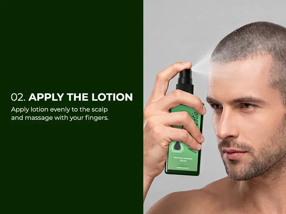 Neo Hair Lotion routine banner — step one, cleanse the scalp with Neo Hair Shampoo Neo Hair Lotion routine banner — step one, cleanse the scalp with Neo Hair Shampoo