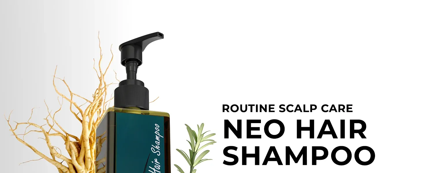Neo Hair Shampoo 250 ml bottle with ginseng root and rosemary — routine scalp care Neo Hair Shampoo 250 ml bottle with ginseng root and rosemary — routine scalp care